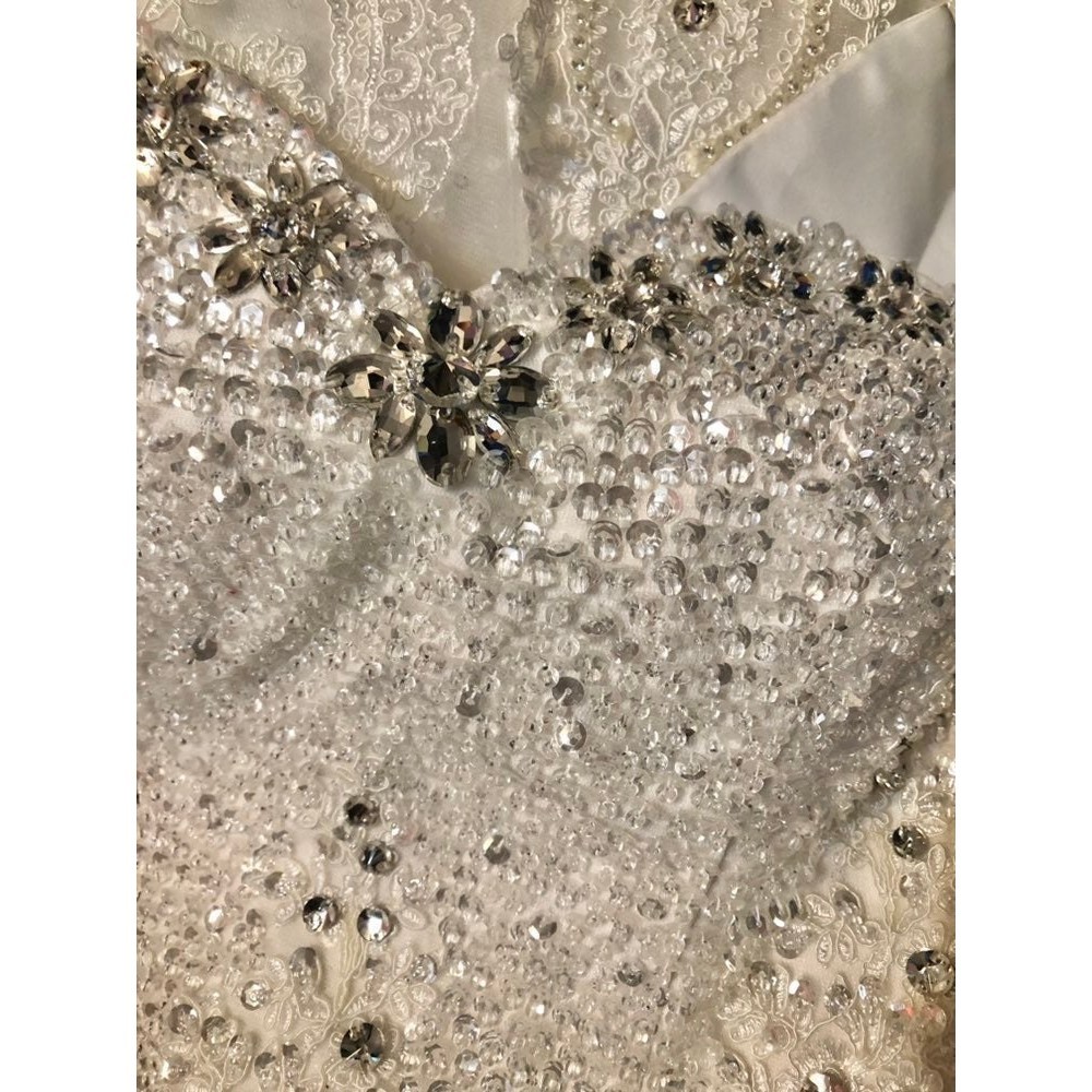 Beaded Rhinestone Wedding Dress w/Train - Picture 6 of 11